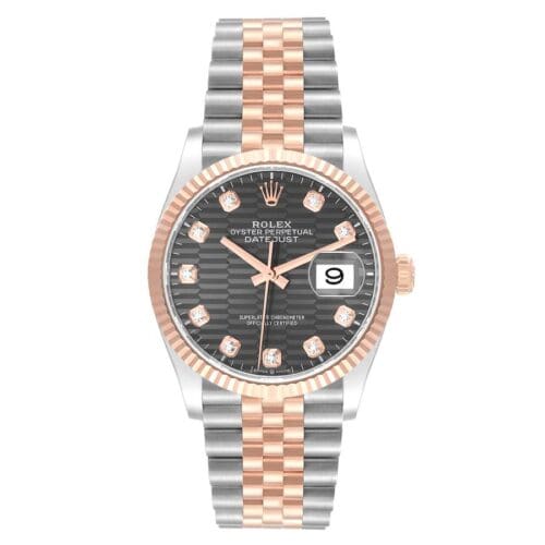 DateJust 36 SS 126231 904L SS/RG VSF 1:1 Best Edition Gray Fluted Dial Diamonds on Jubilee Bracelet VS3235